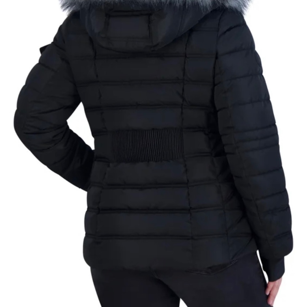 ❤️New Nautica Ladies Puffer with Faux Fur Hood BLACK color Size M - Picture 3 of 8